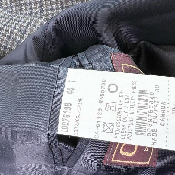 Chaps by Ralph Lauren Jacket Mens 40T Gray Houndstooth Wool Long-Sleeve Suit - Picture 7 of 10